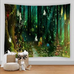 Tapestries Forest Tapestry Wall Hanging Cartoon Fantasy Landscape Beach Backdrop Cloth Carpet