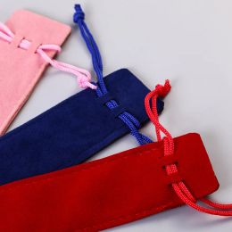 Bags Lot 60/100pcs Velvet Pen Pouch Individual Pencil Bag Fountain Gift Strap Bunch Pen Case