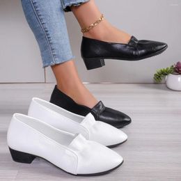 Dress Shoes Women's Solid Color Court Pumps Comfy Slip On Chunky Low Heels All-Match Commuter Office Work