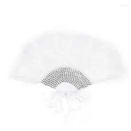 Decorative Figurines Wedding Feather Fan Bride Hand Lace Ladies For Dance Decoration DIY Handmade Po Shooting Props