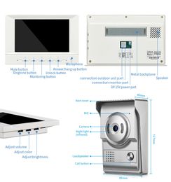 Video Intercom for Home Apartment 7-Inch Screen Support Monitor Unlock Video Intercom with Camera 4 Wire Door Bell