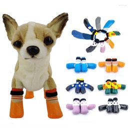 Dog Apparel Waterproof Pet Shoes 4PCS/set Rain Snow Boots Anti-slip Footwear For Cats Dogs Rubber Cotton Socks Puppy Booties