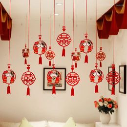Party Decoration Happy Word Pull Flower Pendant Wedding Room Bedroom Living Layout Supplies Set