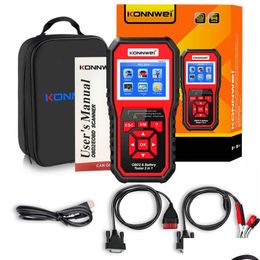 Code Readers Scan Tools Konnwei Kw870 6V 12V Car Motorcycle Battery Tester Obd2 Diagnostics Tool Scanner 2 In1 Cranking Charging Test Otqp2