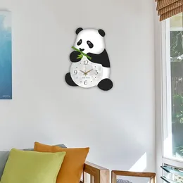 Wall Clocks Panda Clock Silent Small Wooden Creative Decorative Hanging Animal Ornament For Kitchen Home Decor