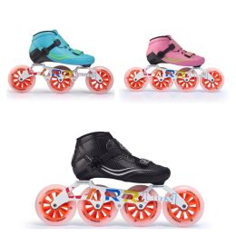 Shoes 4X90mm Children Kids inline speed skates patines sneaker 3 4 wheels boy girl outdoor sports carbon Fibre roller skating shoes