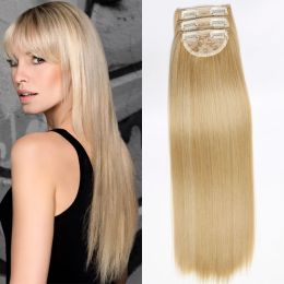 Piece Piece Synthetic Hair Long Straight 3PCS Clip in on Hair for Women Girls Natural Blonde Black Fake Hairpiece