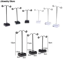 Jewellery Pouches 2PCS/3PCS Black Clear Acrylic Stud Earring Display Rack Stand Organiser Bouches Ornament Holder Hook Hanger Counter Case