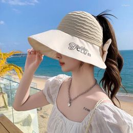 Visors Women Hats 2024 Fashion Korean Sun Protection Female Foldable Visor Hat Bucket Outdoor Big Brim Beach