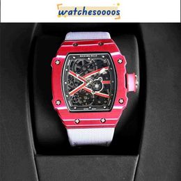 Watches Luxury Mechanical Swiss Movement Ceramic Dial Rubber strap Designer Fashion RM6702 Carbon Fiber Bar