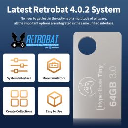 Retrobat 64GB Portable USB 3.0 Flash Drive with 8370+ Games 15 Emulators for PSP/DC/N64/NES/SNES for Windows PC/Laptop/Handheld