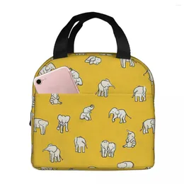 Dinnerware Elephant Cute Lunch Bag Insulated With Compartments Reusable Tote Handle Portable For Kids Picnic School