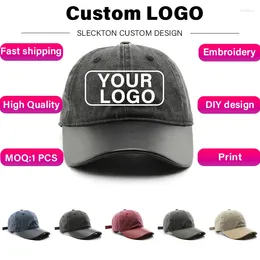 Ball Caps SLECKTON Custom Logo Embroidery Baseball Cap For Men And Women Print Brand Design Retro Washed Sun Hats Unisex Wholesale