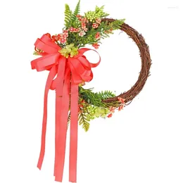 Decorative Flowers Y1UU Window Decoration Ribbon Wreath For Charm Spread Holiday Happiness In