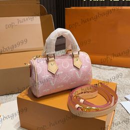 Luxury Designer Denim Old Flower Pink Blue Pillow Hand Bags Adjustable Leather Strap Crossbody Purse Large Capacity Luggage 17X10CM