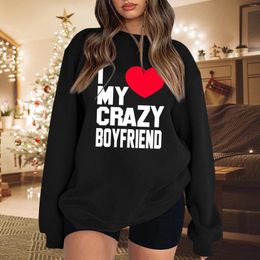 Women's Hoodies Ladies Printed Sweatshirt Valentine'S Day Gift Loose Solid With Shoulder Sleeves And No Hat Casual Sport Clothing