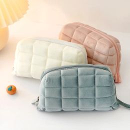 Bags Cute pillow bag pencil case kawaii canvas large capacity solid Colour storage simple cosmetic bag stationery pencil case