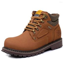 Walking Shoes Vintage Autumn Winter Mens Waterproof Snow Boots Genuine Leather Cowhide Outdoor Sport Trekking Riding Sneakers Size 38-47