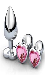 Toy Massager Heart Stainless Steel Crystal Butt Plug Stimulator Game for Couple Removable Anal Sex Toys Prostate Massager Dildo2250565