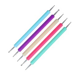 Factory direct supply of new 5-color acrylic rod double-head drill pen dual-use point flower needle ball pen cross-border supply