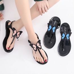 Sandals 2023 Butterfly Clip Toe Sandals Women Jelly Shoes PVC Candy Flipflops Ladies Flat Heels Slippers Cheap Plastic Sandalias Mujer