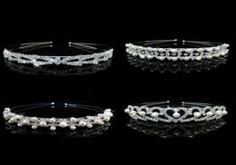 Sweet Silver Pearls Wedding Headpieces Beaded Bridal Crowns Rhinestone Headbands Head Pieces 4 Styles Crystals Tiaras Hair Accesso2496411