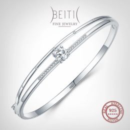 Bangles Beitil Real 925 Sterling Silver Line Fashion Clear Cubic Zirconia Bracelets For Women Luxury Jewellery 2021 Wedding Accessories