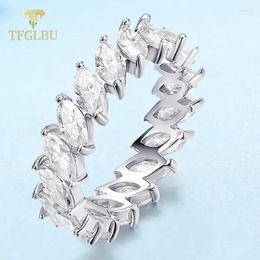 Cluster Rings TFGLBU All 3 6mm Marquise Cut D Vvs1 Moissanite 925 Sterling Sliver Ring For Women/men Cocktail Stackable Band Jewelry