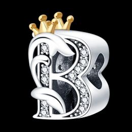 100% 925 Sterling Silver Multi Shape English Alphabet A-Z Charm Beads Fits Pandora Original Bracelet Necklace Women Jewelry New