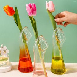 Vases Flower Arrangement Vase School Home Decor Glass Creative Office Nordic Unique Hand Shape Hydroponics Modern Art