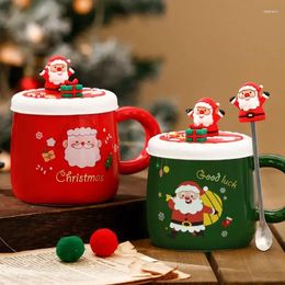 Mugs Christmas Cup Creative Mug High Beauty Gift Ceramic Cute Coffee Water With Lid Spoon