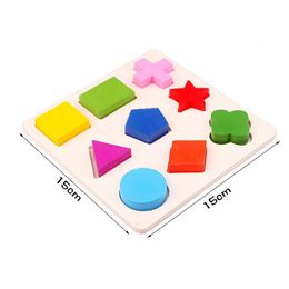 Baby Toys Wooden Geometric Shapes Montessori 3D Puzzle Sorting Math Bricks Preschool Learning Educational Game for Children