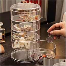 Jewelry Boxes Rotating Storage Box Makeup Rack Bracelet Earring Round Plastic Organizer Holder Display With Er Drop Delivery Dhl0N