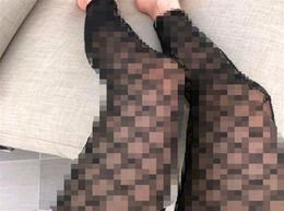 Sexy Black Embroidered Letter Tights Fishnet Mesh High Elastic Fashion Leggings Top Grade Lady Party Luxury Stockings9862980