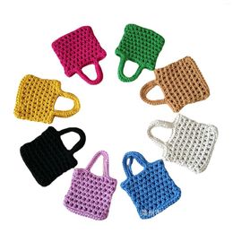 Evening Bags Cotton Thread Woven Urban Leisure Small Change Shopping Bag Cute Children's Handheld Straw Mobile Phone