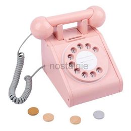 Kitchens Play Food Wooden Simulation Retro Telephone Toy Kids Wood Simulation Phone Play House Toy Baby Early Educational Gifts Home Decoration 2443