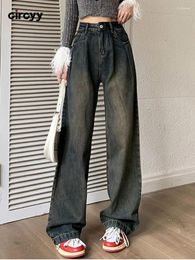 Women's Jeans Circyy High Waisted For Women Denim Pants Pleated Wide Leg Blue Comfortable Fashion Straight Trousers Winter