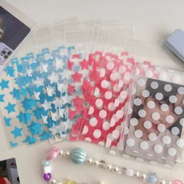 50PCS Pink Star Self-adhesive Opp Bag Transparent Card Film Protective Sleeve For Photocard Holder Jewelry Gift Packaging Bags