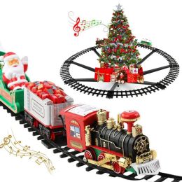 New Christmas Electric Rail Car Small Train Engine Die Cast Car Toy Children Boys And Girls Holiday Gifts 2024