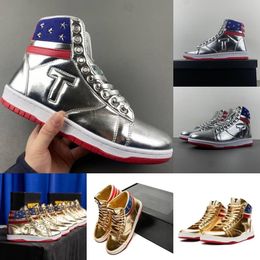 T Trump Designer Mens Basquete Sapatos O Designer de Tops High-Tops de Never Surrender 1 TS Treinadores de Mens Gold Sports Esportes Trendos de Alta qualidade de alta qualidade de alta qualidade