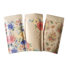 Mailers 50Pcs Kraft Paper Bubble Bags Flowers Printed Gift Packing Bag Self Sealing Bubble Envelope Courier Mailbag 12x20.4cm/24x36.8cm