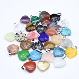 10Pcs Heart Crystal Natural Stone Pendant Turquoise Pink Quartz Amethyst Charms for Jewelry Making DIY Healing Necklace Earrings