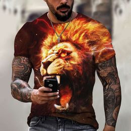 2024 Men's Fashion 3D Cool Lion Tiger Digital Printed Trendy Short Sleeved T-shirt