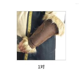 Elbow Kne Pads Men Furred Gauntlet armband för fester Festivaler Industrial Age Costume Brown Medieval Cosplay Drop Delivery Sports OT3VX
