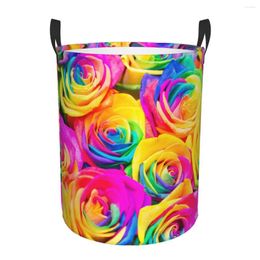 Laundry Bags Foldable Basket For Dirty Clothes Colorful Roses Romantic Storage Hamper Kids Baby Home Organizer