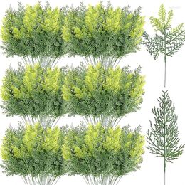 Decorative Flowers Christmas Artificial Pine Leaves Branches Fake Greenery Sprigs Faux Tree Cedar Twig Stems Picks For DIY Decoration