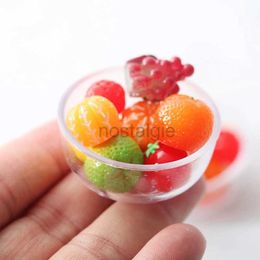 Kitchens Play Food 1 12 Dollhouse Miniture Transparent bowl with 8pcs Fruits Model Kitchen Food Accessories For Doll House Decor Pretend Play Toys 2443