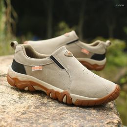 Casual Shoes Slip On Suede Leather For Men Sneakers Outdoor Footwear Hiking