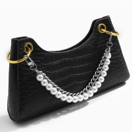 New Pearl Bag strap For Handbag Belt DIY Purse Replacement Handles Cute Bead Metal Chainfor Bag Accessories Gold Clasp