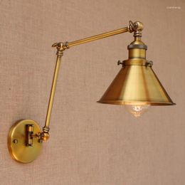 Wall Lamps Nordic Brass Retro Attic Style Industrial Lamp With Adjustable Swing Arm